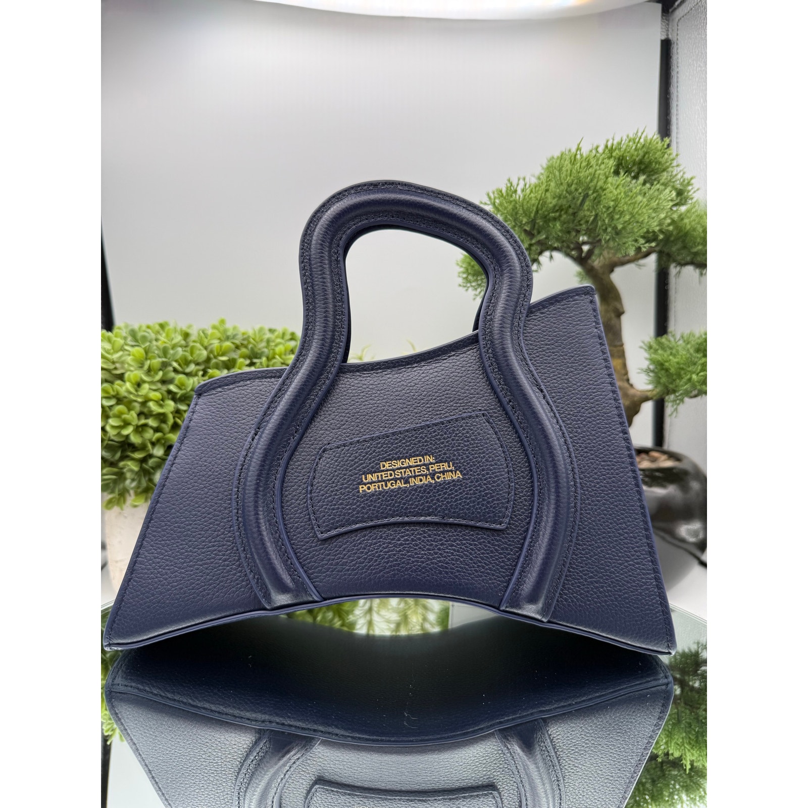 Mschf Global Supply Chain Telephone (Gsct) Handbag In Navy With Detachable Strap